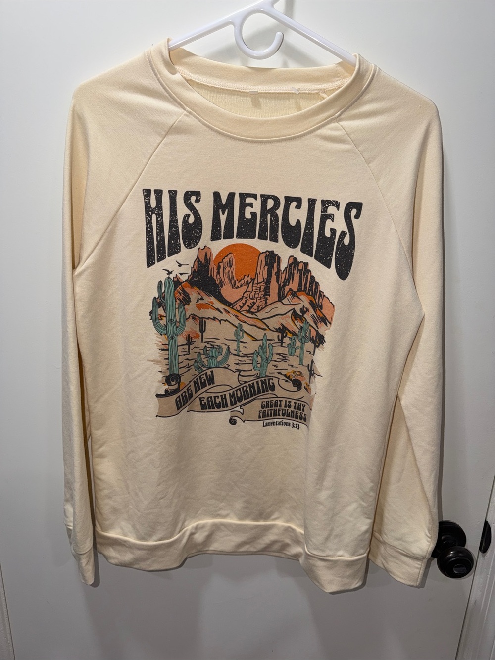 Cream 'His Mercies' Graphic Crewneck Sweatshirt